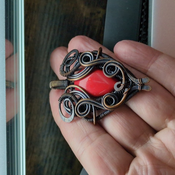 Jewelry - Handcrafted Wire Wrapped Red Pendant